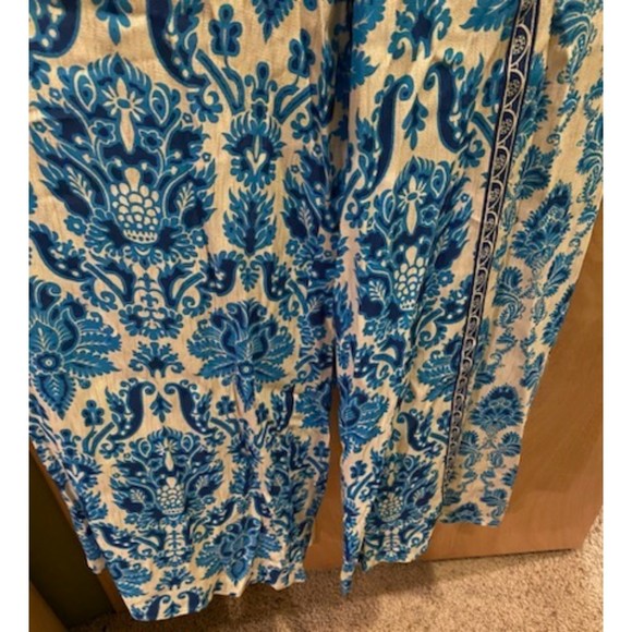 Plenty by Tracy Reese flowy teal/blue wide leg pants NWT size L/petite - Picture 2 of 5